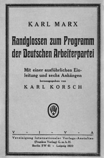 1875 vereinigten sich die Sozialdemokratische Arbeiterpartei und der Allgemeine Deutsche Arbeiterverein zur Sozialistischen Arbeiterpartei Deutschlands (ab 1890 SPD). Marx begrüßte diesen großen Fortschritt der Arbeiterbewegung, kritisierte aber sehr scharf die im Programm enthaltenen Zugeständnisse an opportunistische Kräfte – bis heute eine wichtige Lehre im Kampf um die Partei der Arbeiterklasse.