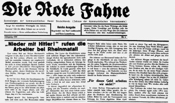 Aus „Rote Fahne“, Zentralorgan der KPD, Ausgabe 4, die in tiefer Illegalität im Mai 1939 vor allem von den Genossen des ZK erstellt wurde, die im Exil in Frankreich kämpften und von dort den Weg ins faschistische Deutschland nahm (vgl. die spannende Darstellung in Franz Dahlem, Am Vorabend des zweiten Weltkriegs, Berlin 1971)